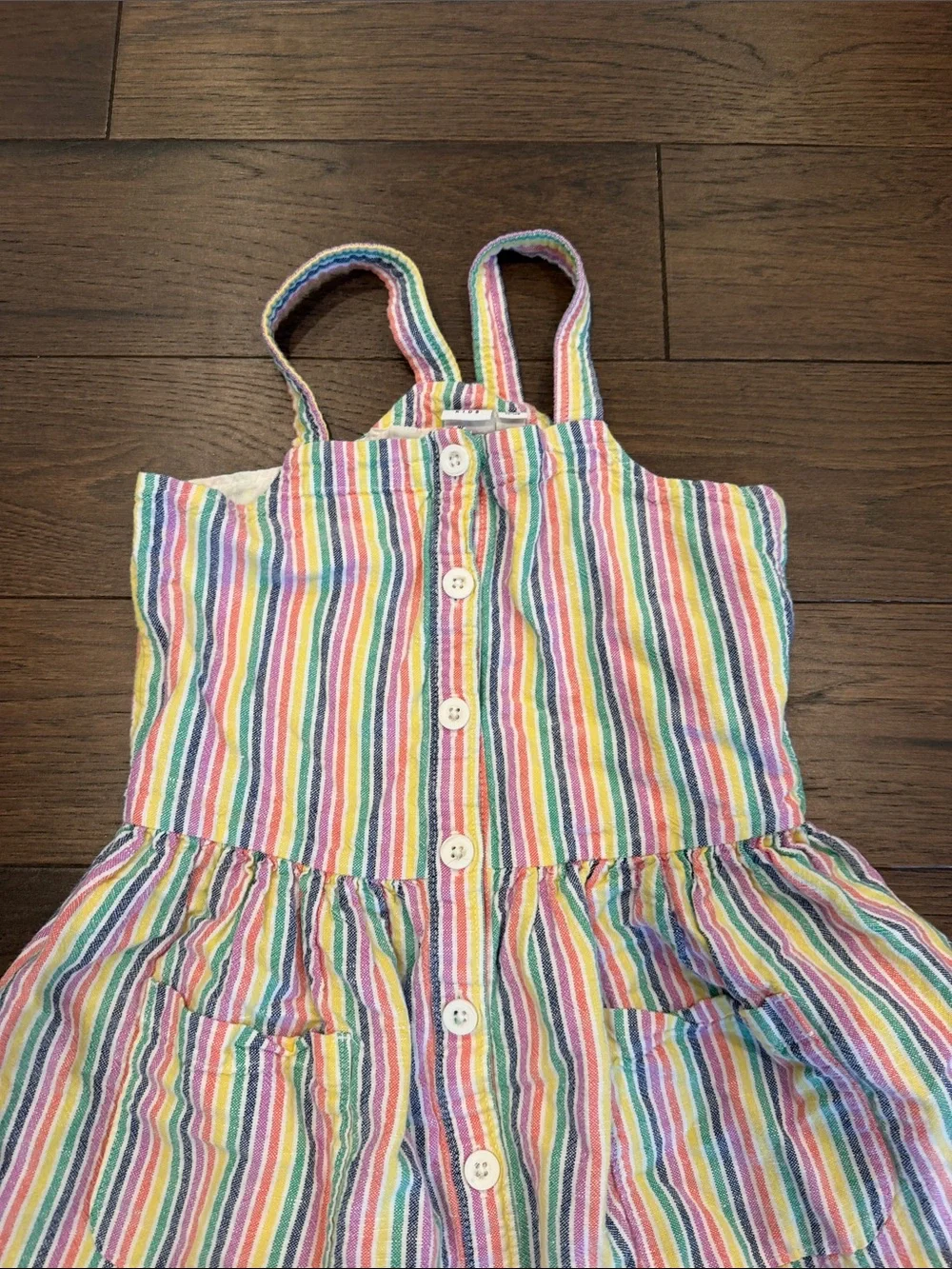 Gap Kids Girls' Multicolor Rainbow Stripe Button-Front Dress Large 10 - C11-672